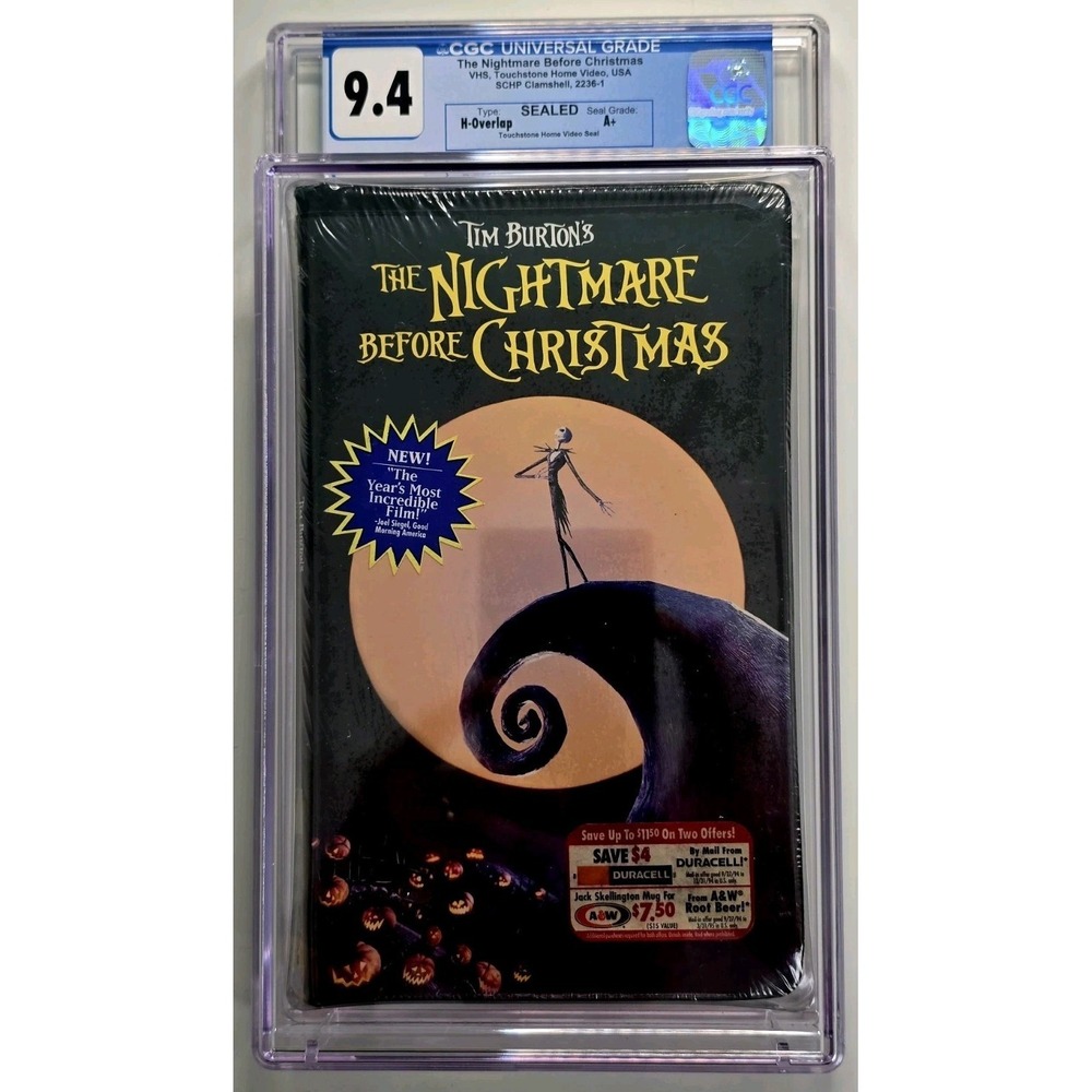 Tim Burton's Nightmare Before Christmas Clamshell Original VHS 1994 CGC 9.4 A+